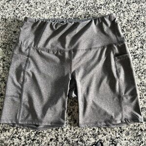 NYL Gray Women's Bike Shorts Large Side Pockets 7” inseam.